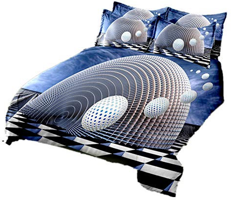 3D Bettbezug Set, DOTBUY 3 Stück Super Weiche Angenehme Mikrofaser Einfache Bettwäsche Set Gemütlich Enthalten Bettbezug Kissenbezug Betten Schlafzimmer (200x230cm,Wabenball)