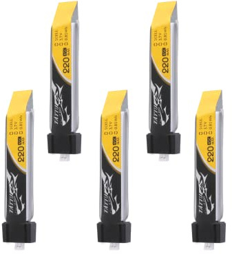 Tattu LiPo Akku 220mAh 3.7V 45C 1S mit Ultra Micro Stecker (5 Stück) für Blade Inductrix Tiny Whoop FPV Nano QX Nano CPX Nano CPS E-flite Micro Flugzeuge