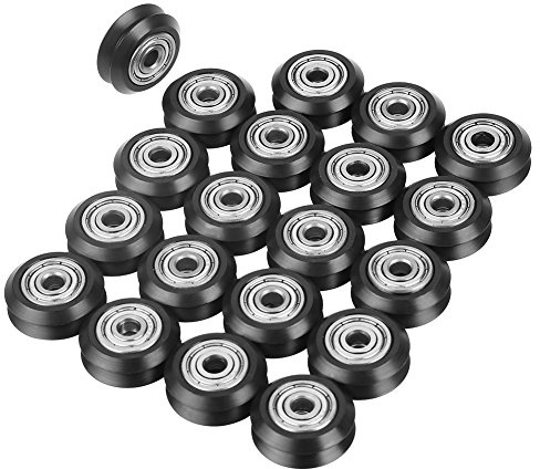 V-Nut Rollen Kugellager 5mm Bohrung 625, 20 Stück | Hohe Verschleißfestigkeit durch POM-Laufrolle, Präzise Führung für 3D Drucker CNC Fräse, Geräuscharme V-Förmiges Nutrad