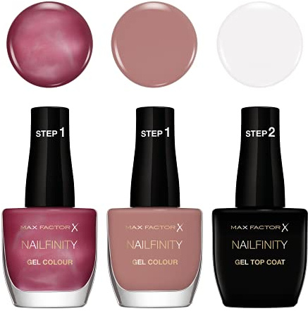 Max Factor Set Smalti Unghie Nailfinity, Smalti a Lunga Tenuta Effetto Gel, 100 The Finale, 215 Standing Ovation, 240 Starlet