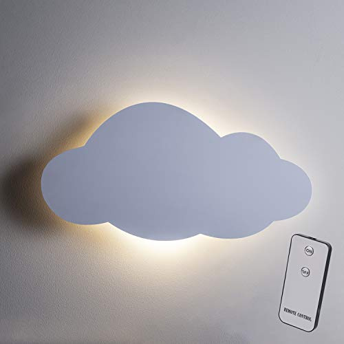 Lights4fun Cloud LED Battery Operated Wall Light Kids Bedroom Nursery Children's Room Wall Lamp Decoration Night Light with Remote Control & Timer