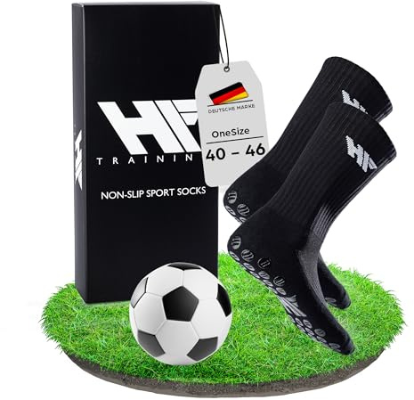 HF Training® - Rutschfeste Fußball Socken mit gummierten Noppen (Unisex) - Fussball-Socken mit Grip für Damen & Herren - Anti-Rutsch Fußballsocken lang - Sportsocken atmungsaktiv