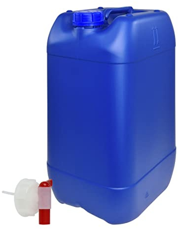 Garrafa con Grifo 25 litros Azul. Apta para uso alimentario. Boca ancha. Idónea como depósito de agua potable. Resistente a químicos. (1 Unidad).