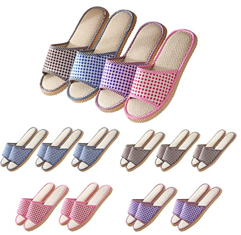 10 Pairs Washable House Slippers for Guests,Disposable Slippers for Guests,Breathable Open Toe Indoor Slipper,Spa Slipper for Guests,Home,Bedroom,Hotel,Travel,Unisex Universal Size(6 Large Size+4