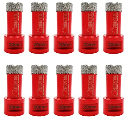 SHDIATOOL Diamond Core Drill Bit,Hole Saw Diameter 20mm 4/5 M14 Thread Vacuum Brazed for Concrete Granite Marble Porcelain Tile Masonry Brick,10PCS