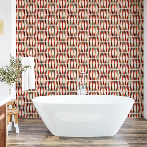 ABAKUHAUS Retro abziehbare & klebbare Tapete für Zuhause, 70er Jahre Retro-Stil, selbstklebendes Wohnzimmer Küchenakzent, 33 cm x 250 cm, Mehrfarbig