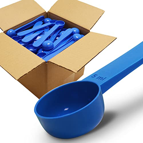 50pc Box, RE-GEN 5ml Reusable Long Handle Plastic Measuring Spoon Scoops Dosing Spoons | Ideal for Liquids, Powders, Granules, Home, Kitchen, Catering, Healthcare, Fitness
