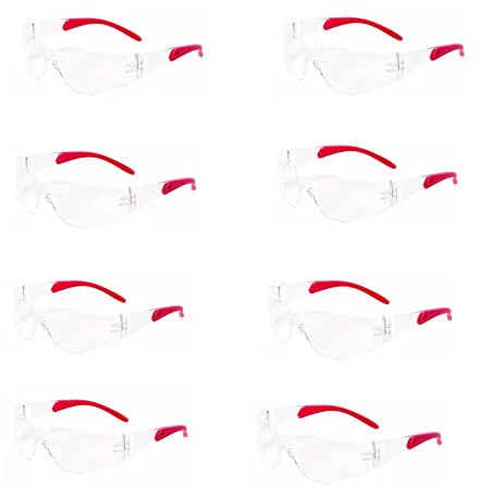 8 Pack Schutzbrillen Transparent mit Gummieinsatz an Nase und Ohren für sicheren Schutz - Augenschutzbrille Sicherheitsbrille Laborbrille kratzfeste Linsen