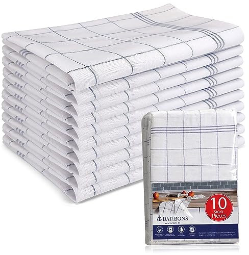 BARBONS Geschirrtücher 10er Set - Baumwolle 50x70 cm - Oeko-TEX Zertifiziert - Küchentextiliensets Trockentücher Küchenhandtücher Küchentücher Geschirrhandtücher Waschbar bis 90 C Blau