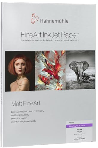 Hahnemühle Photo Rag® Matt Baryta, mattes Inkjet-Fotopapier, 100% Baumwolle, 308 g/m², weiß (210 x 297 mm)