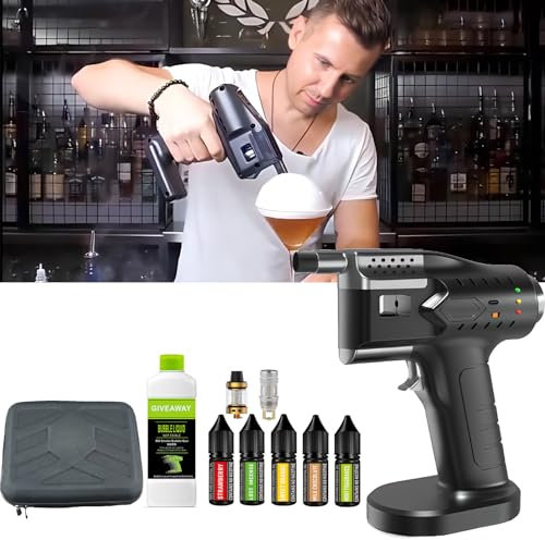 Ddasam Pistola affumicatrice,Pistola Infusore di Fumo Alimentata Via USB, Kit Pistola Bolle per Affumicatore di Cocktail, Generatore di Fumo Freddo Elettrico Portatile, Macchina Affumicatrice