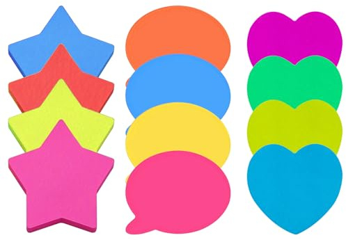 Zuisytm 12 Pads, 360 Sheets Bright Colorful Sticky Notes, Bubble Star Heart Shape, 7x7cm