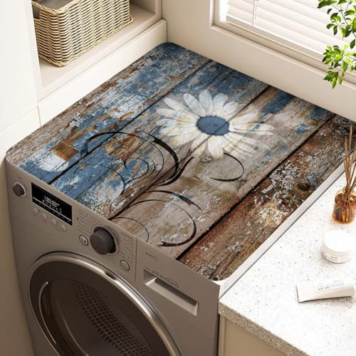 60x60 cm Housse de Machine à Laver,Tapis Antidérapant en Silicone,Plan de Travail de Cuisine,Douce Découpable,Pour Machine à Laver,Sèche-Linge,Cuisines,Salles de Bains,Camping Cars(Fleur)
