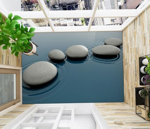 Benutzerdefinierte Boden Wasserdichte Stereo-Aufkleber 3D-Steinsee, 430 * 300cm 3D-Bodenfliesen Aufkleber Bodenbelag Tapete Wandbild PVC Wasserdicht selbstklebende Tapete Wohnkultur