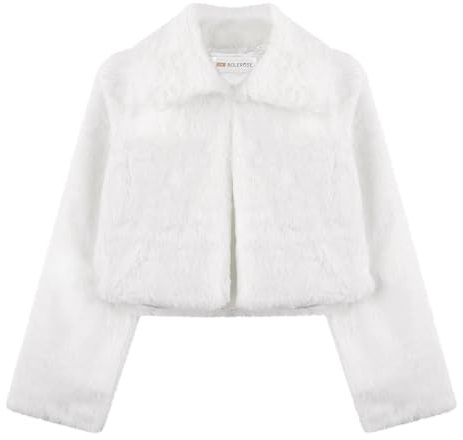 Bolerose Ragazze Avvolgente Peli Sintetici Bambini Bambini Bolero Coprispalla Giacca Cappotto (Bianco, 9-10 Anni)