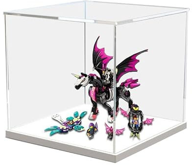 Acryl-Vitrine für Le-go 71457, kompatibel mit Flying-Pferd, transparente Displaybox, Geschenk (nur Vitrine, ohne Modell) (weiße Unterseite)
