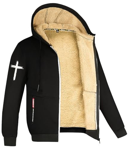 SRZYMJ Winterjacke Herren Mit Fellkapuze Dicker Übergangsmantel Wintermantel Parka Übergangsjacke Freizeitjacke Outdoorjacke Funktionsjacke Softshelljacke Sweatjacke Steppjacke Fleecejacke