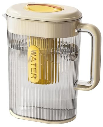 Vriusi Wasserkrug mit Deckel, Krug für die Zubereitung von Eistee - 2 Liter Krug mit Deckel oben, Saftbehälter - Karaffe für heißes / kaltes Wasser Filterfach