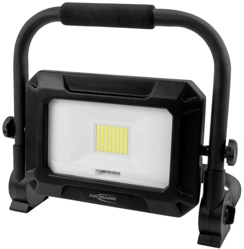 ANSMANN Luce da lavoro a LED, 4500 lm, ricaricabile, resistente agli spruzzi, robusto faro da costruzione per cantiere, garage/2 livelli di luminosità