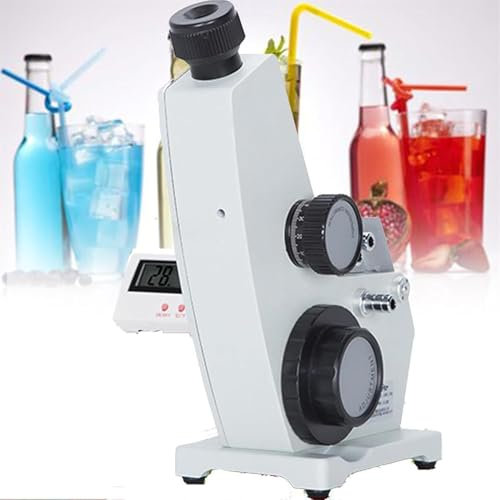 Professionelles digitales Labor-Refraktometer mit einstellbarer Schärfe, monokulares Abbe-Refraktometer, automatisches Brix-Refraktometer, Brechungsindex Nd 1,3–1,7, Brix 0–95 % mit Thermometer