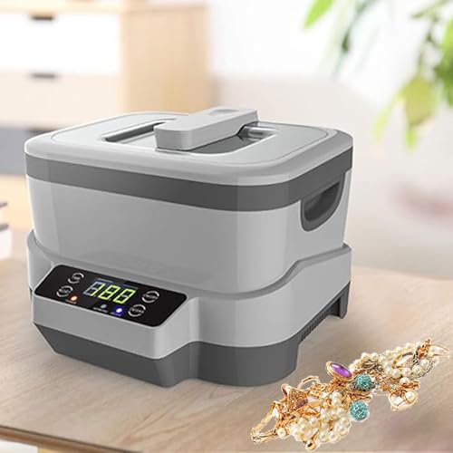 NVYAZJ 1200 Ml LED-Display-Ultraschallreiniger, 5-stufige Zeitsteuerung, Touch-Bedienung, Dual-Shock-Funktion, 360°-Reinigung Für Schmuck, Halskette, Ring, Brille, Uhr