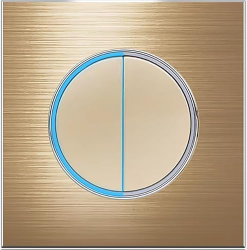 Interruptor de luz de pared circular de 1/2/3/4 bandas de 2 vías, indicador LED de vidrio (dorado, 2 bandas de 2 vías)