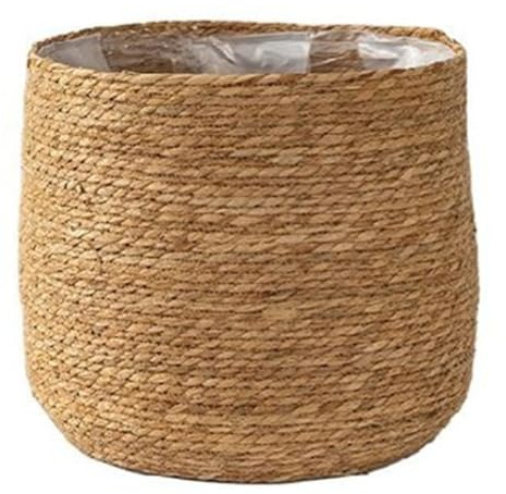 Cetfuro Vaso per Piante nel Alga Marina - Vaso per Piante Intrecciato - Cesto per Piante con Inserto nel Pellicola di Plastica nel Stile Boho M