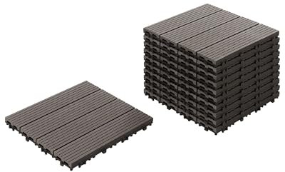 WPC Terrassenfliesen 11er Set 30x30 cm Holzoptik graphitgrau Klicksystem Ateleta