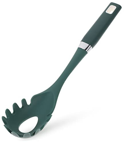 Veemoon Cuchara Servidora De Espaguetis Con Tenedor De Acero Inoxidable - Mango Largo y Diseño Ranurado Para Fideos y Pasta - Ideal Para Servir Espaguetis En Casa o En Eventos