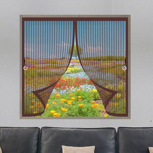 Zanzariera per Porte 140 x 175 cm Anti Zanzare Insetti Zanzariera Porta Finestra Tende con Nastro Adesivo per Porte Finestre, Balconi e Terrazze, Marrone