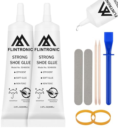 Flintronic Colle pour Chaussure, 120 ml Colle Chaussures Extra Forte, Professionnelle pour Réparer baskets, bottes, toile, talons, semelles, sacs à main