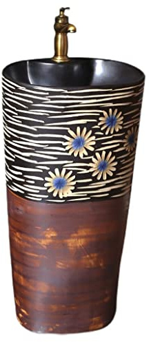 Mobile Lavabo Con Piedistallo Lavabo a colonna Lavabo da bagno Lavabo a colonna in ceramica vintage Combinazione a colonna monopezzo con rubinetto Lavabo Con Piedistallo Per Bagno
