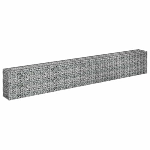 Vopese Gavión estable de acero galvanizado, plateado, 360 x 30 x 60 cm, para borde de jardín Model145642