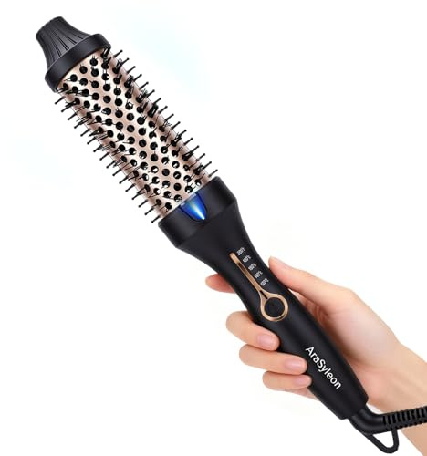 AraSylen Cepillo Térmico con Tecnología de Iones | Cepillo Eléctrico para el Pelo | 38mm, 5 Niveles de Temperatura (120-200°C) | Cerámica-Turmalina, Calentamiento en 30s | Cepillo Redondo Eléctrico