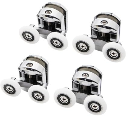 Puleggie di fissaggio per porte doccia, Rulli for porte scorrevoli della doccia in lega di zinco a doppia ruota da 23 mm/25 mm/27 mm ricambio(4pcs Upper,23.0mm)