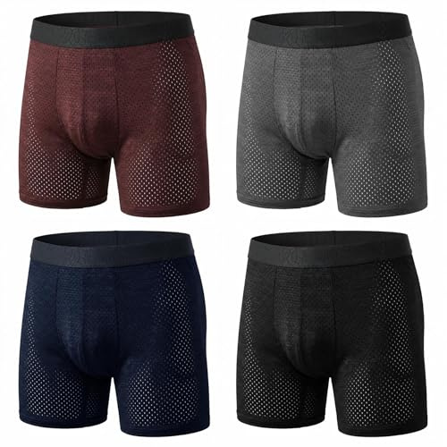 ZAKASA Calzoncillos Hombre Boxer Largos: Ropa Interior Hombres Transpirable Cómoda Sin Etiqueta Anti Rozaduras Verano Casual Deporte XL Multicolor Pack de 4