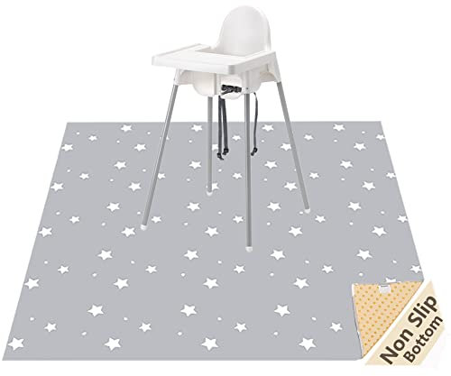 51” Baby Splat Mat for Under High Chair/Arts/Crafts, Womumon Washable Splash Mat Waterproof Anti-slip Floor Protector, Portable and Reusable Table Cloth (Star, 130x130cm)