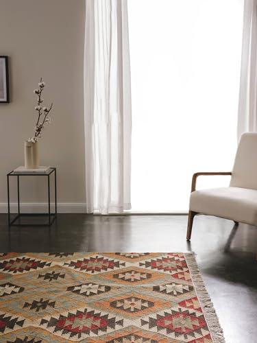 benuta Ren handvävd Kilim Zohra – flerfärgad 120 x 170 cm – handvävd ull – rektangulär och i stil: Kilim, traditionell, etnisk stil, naturlig liv – lättskött för vardagsrum sovrum