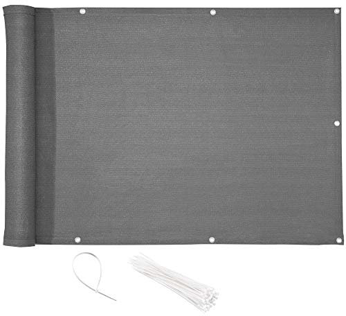 CelinaSun Sichtschutz Balkon 0,9 x 4 m anthrazit HDPE Balkonbespannung mit Kabelbinder atmungsaktiv Balkonumrandung