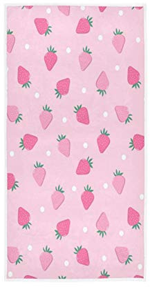 LUCKYEAH - Toallas de mano con diseño de fresas para niñas, mujeres, niños, toallas de mano de algodón, suave, absorbente, para casa, hotel, piscina, gimnasio, 76 x 38 cm