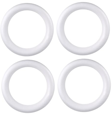 TOPBATHY Schaumstoffkranzring Weiß, Rund, 4 Stück für Blumenarrangements | Bastelring für Malarbeiten, Kunstbedarf für Kinder, Dekorative Ringform für Selbstgemacht Projekte