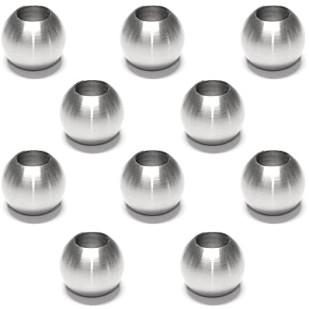 PRIOstahl Zierkugel mit Durchgangsbohrung Edelstahlkugel Stabkugel Endkappe - 10 x Kugel für Stab 12mm aus Edelstahl V2A für Füllstab Balkon Terasse Geländer Handlaufhalter Dekoration Stäbe