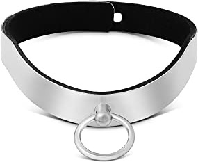 Mens-Shop24 Ergonomisches Halsband Halsreif Halsfessel Bondage Sklaven Edelstahl gebürstet Erotik mit O-Ring Unisex Sklavenspielzeug Fetisch Metall Sexspielzeuge Frauen & Männer(BS-1912)