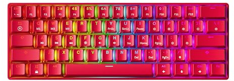 GK61 Teclado Gaming Mecánico Hot-Swap - 61 Teclas Retroiluminación RGB para PC/Mac Gamer (Gateron Optical Red, Rojo)