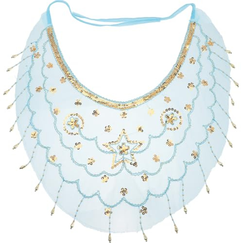 BESPORTBLE Ventre Danse du Visage Voile Perles Paillettes Gland Ventre Voile Tribal Egyptien Masque Pour Filles Accessoires de Costume Bleu