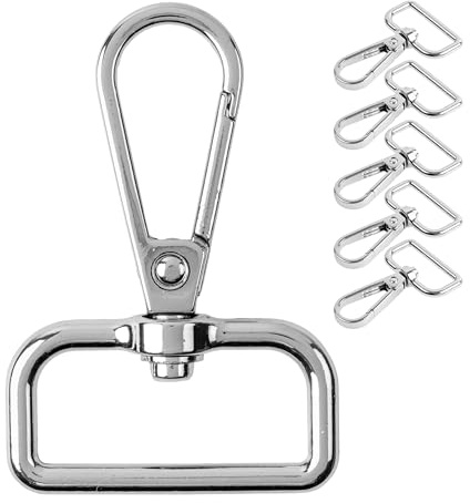 Karbinhake med vridlås, 6 st, 25 mm D-ring med karbinhake, fickkarbinhake 360° vridbar öljettring, metallbältesspänne med krok för hantverk, karbinhake för axelrem