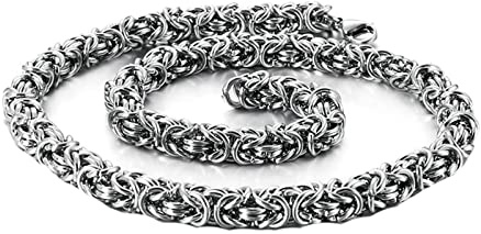 KnSam Edelstahl Byzantine Königskette 45-70 cm, Kette Männer Silber Herren Edelstahl Ketten Breit 6/7/ 8MM Metallketten Punk