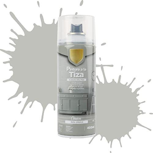 Etrexonline Pintura en Spray Ultra Mate a la Tiza, Chalk Paint Spray, Ideal para Metal,Madera y Cerámica, Acabado de Estilo Vintage - Colores Gris Clásico (400ml, 1 Unidad)