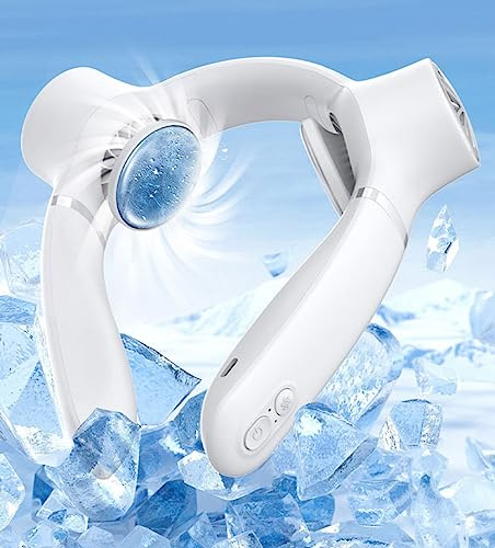 BININBOX Ventilatore portatile da collo USB ricaricabile Raffreddamento silenzioso 4000mAh Flusso d'aria a 360° Leggero (Bianco)