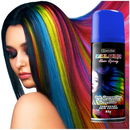 KreativeKraft Spray pour Cheveux, Spray de Couleur Temporaire, Coloration Lavable pour Cheveux, 200ml (Bleu)